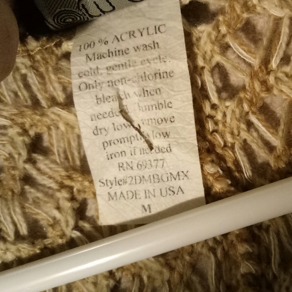 Yarn Art beige open knit opent front lagenlook cardigan sz M - Picture 4 of 4